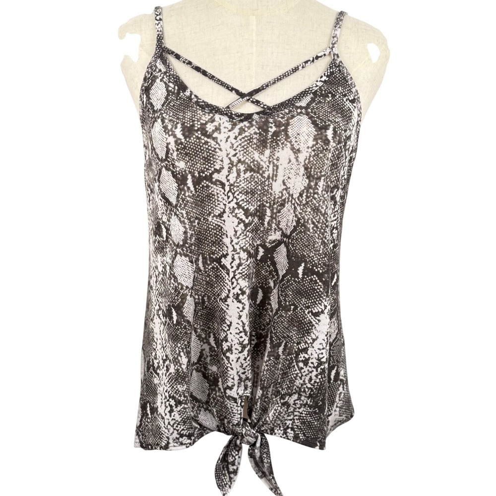 Fifth Ray Tank Top Small Snakeskin Tie Front Crisscross Camisole Festival Trendy